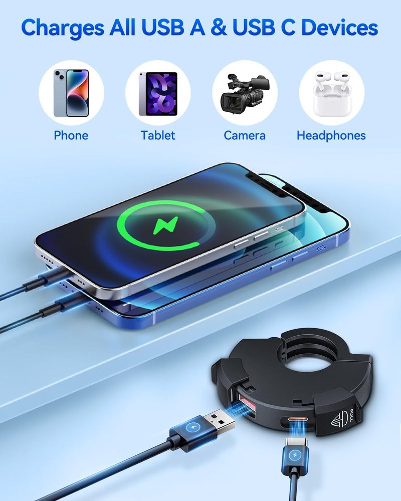 EXTRACTME Motorcycle Phone Charger, Ultra-Narrow Dual USB Type C 30W PD & Quick Charge 3.0 Motorcycle USB Charger, Waterproof Motorcycle USB Port for Phone, Tablet, GPS (Only 0.51 in Wide), Black - Image 4